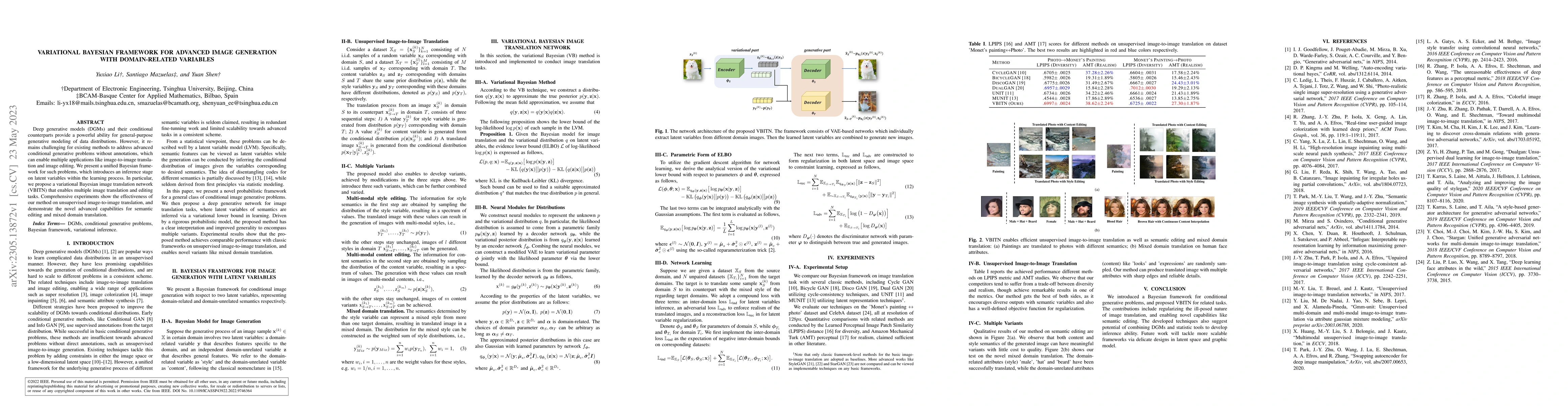 Thumbnail for Variational Bayesian Framework for Advanced Image Generation with
  Domain-Related Variables