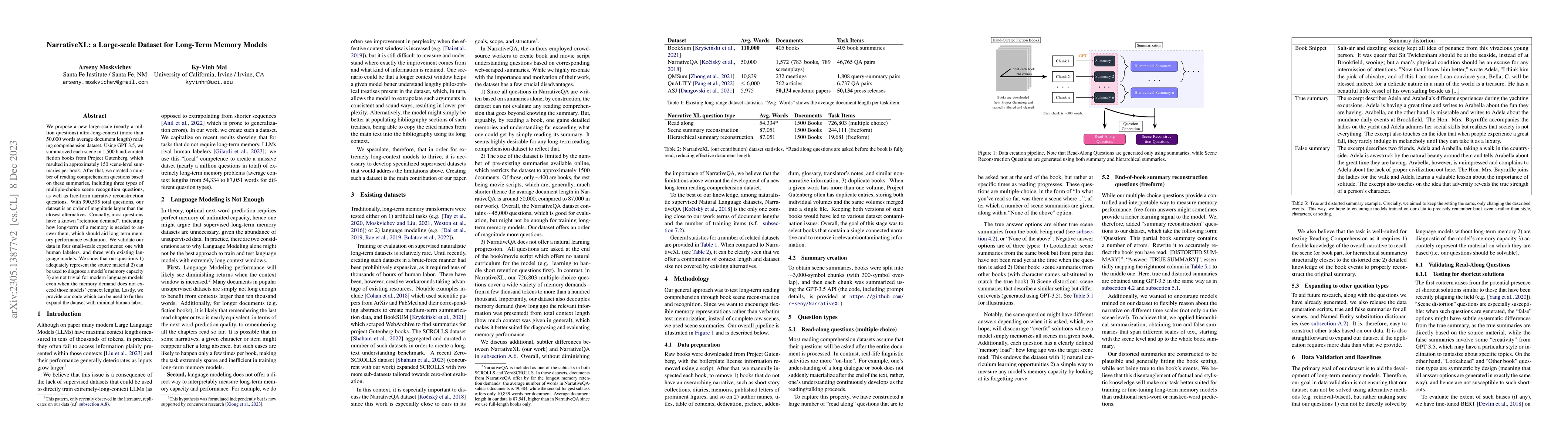 Thumbnail for NarrativeXL: A Large-scale Dataset For Long-Term Memory Models