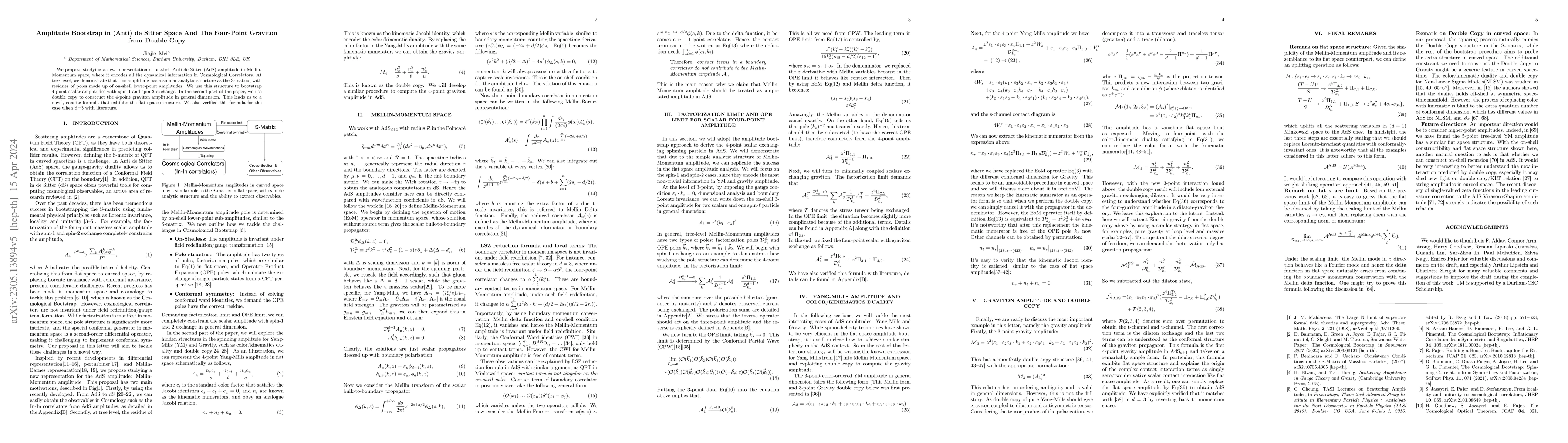 Thumbnail for Amplitude Bootstrap in (Anti) de Sitter Space And The Four-Point
  Graviton from Double Copy
