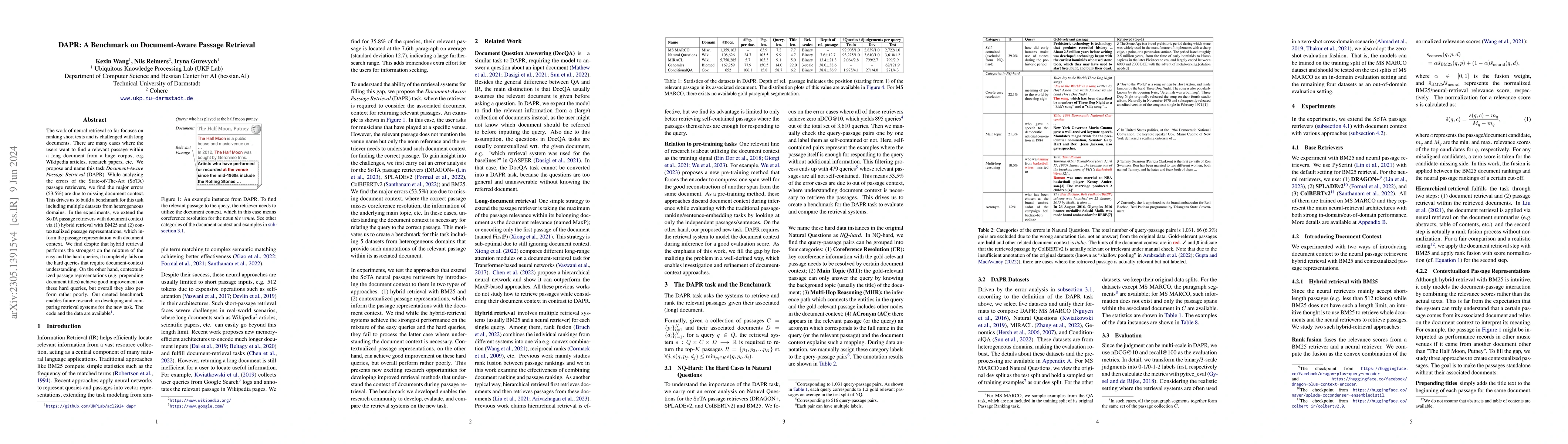 Thumbnail for DAPR: A Benchmark on Document-Aware Passage Retrieval