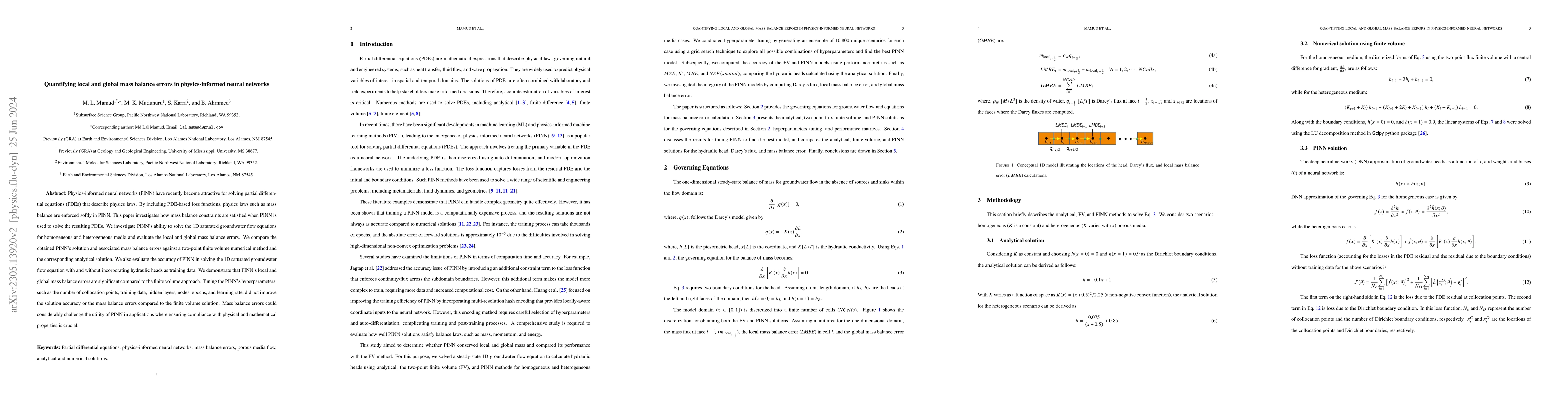 Thumbnail for Quantifying local and global mass balance errors in physics-informed
  neural networks