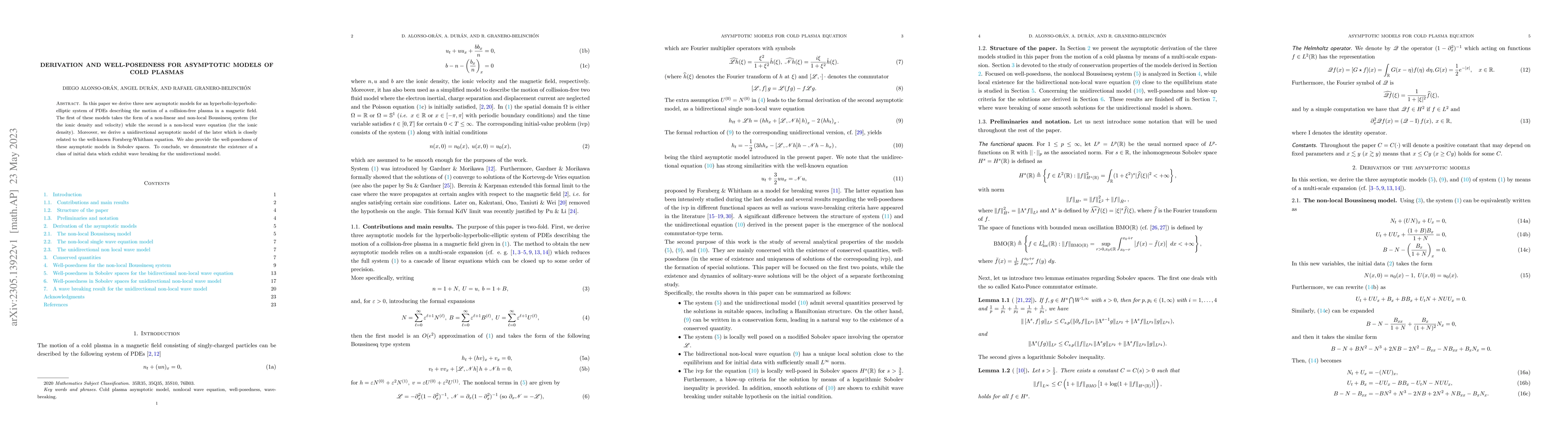 Thumbnail for Derivation and well-posedness for asymptotic models of cold plasmas