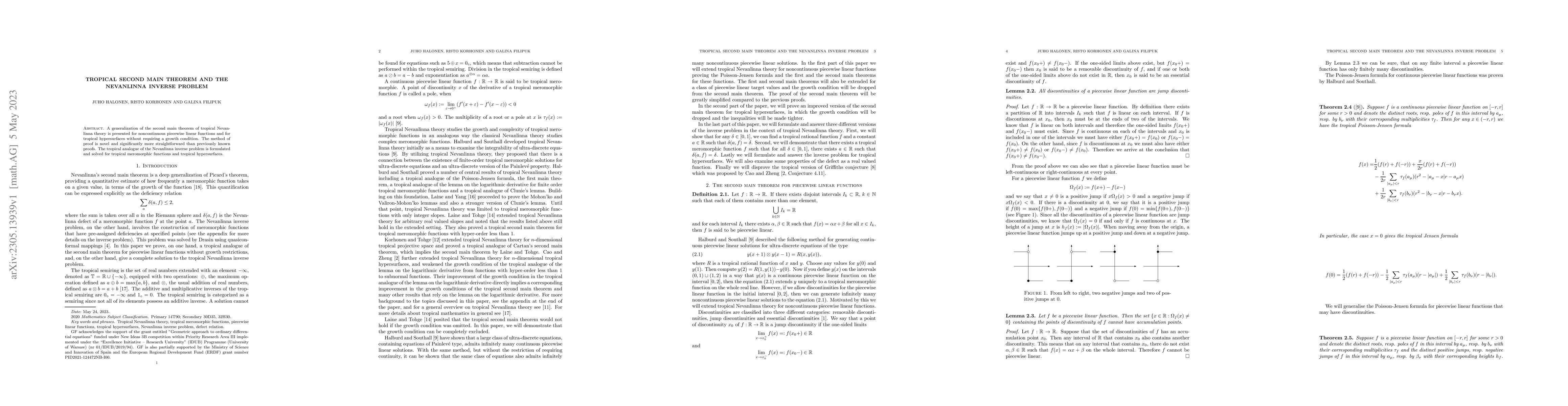 Thumbnail for Tropical second main theorem and the Nevanlinna inverse problem