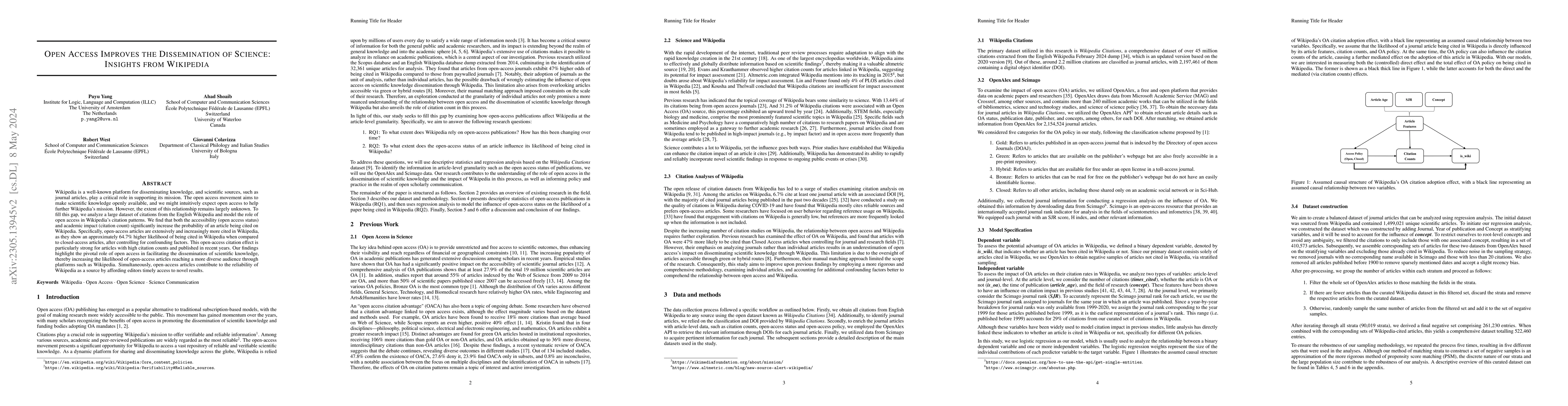 Thumbnail for Open Access Improves the Dissemination of Science: Insights from
  Wikipedia