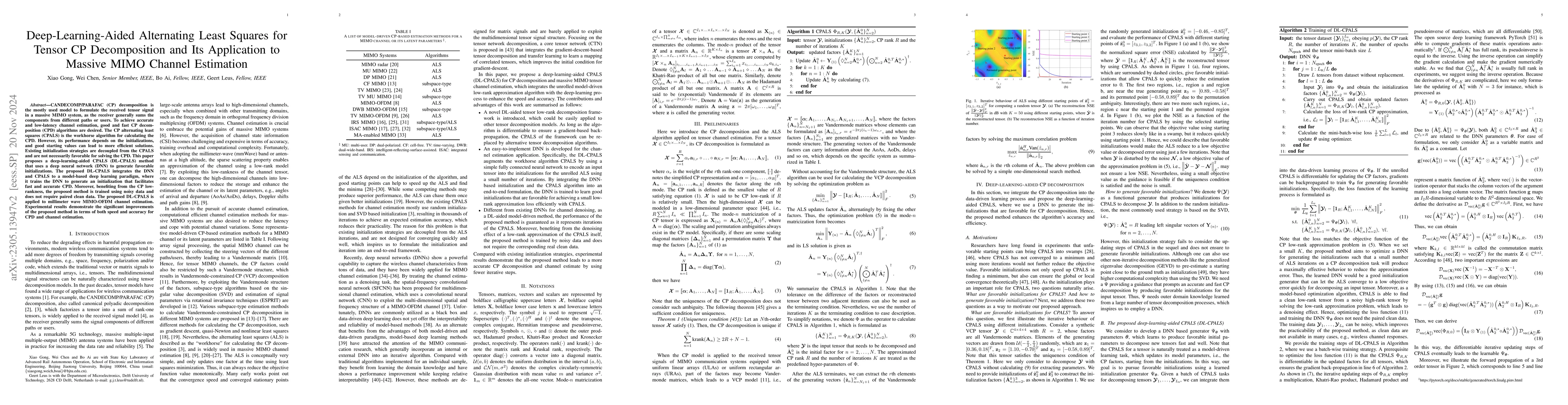 Thumbnail for Deep-Learning-Aided Alternating Least Squares for Tensor CP
  Decomposition and Its Application to Massive MIMO Channel Estimation
