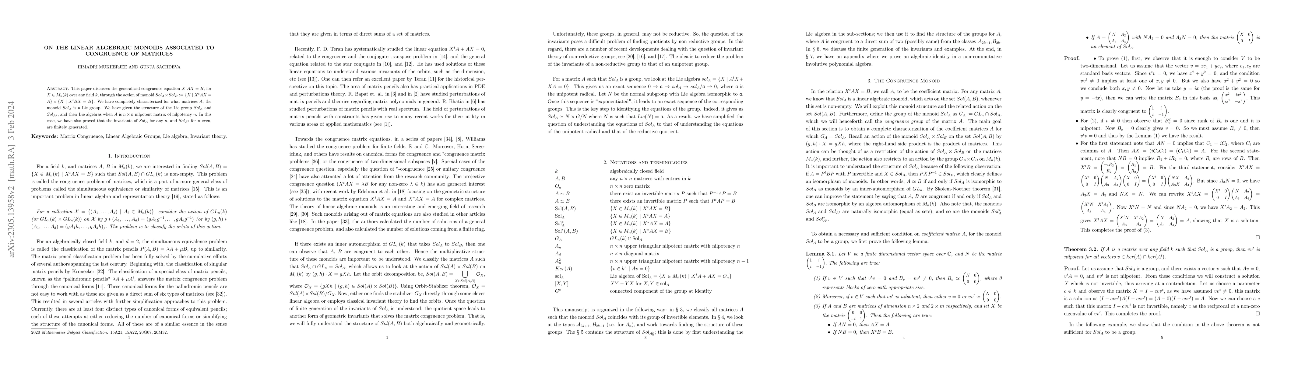 Thumbnail for On the Linear Algebraic Monoids Associated to Congruence of Matrices