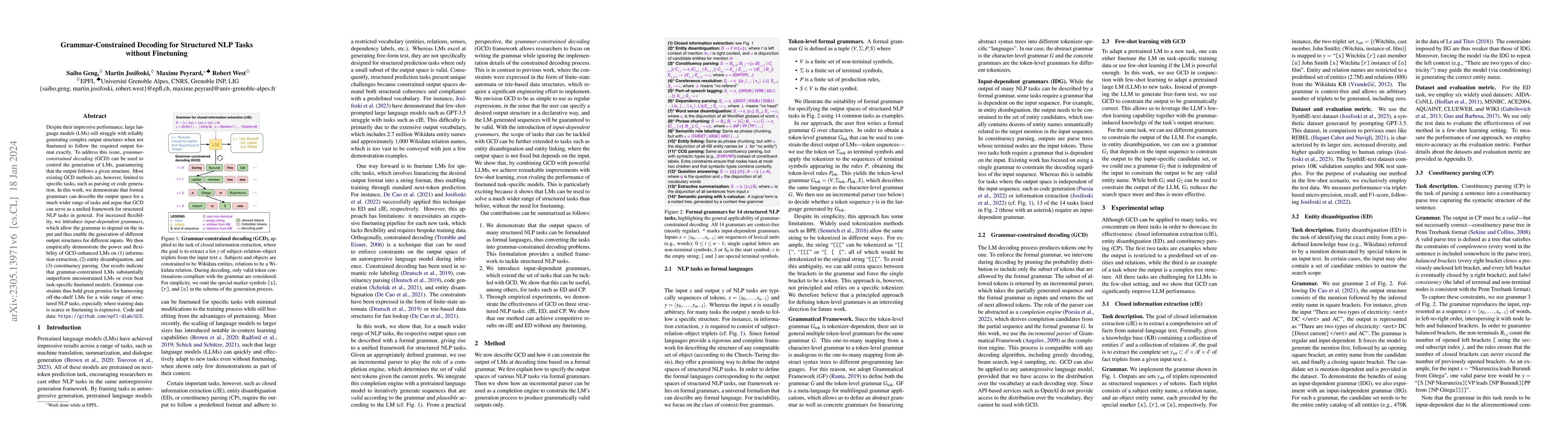 Thumbnail for Grammar-Constrained Decoding for Structured NLP Tasks without Finetuning