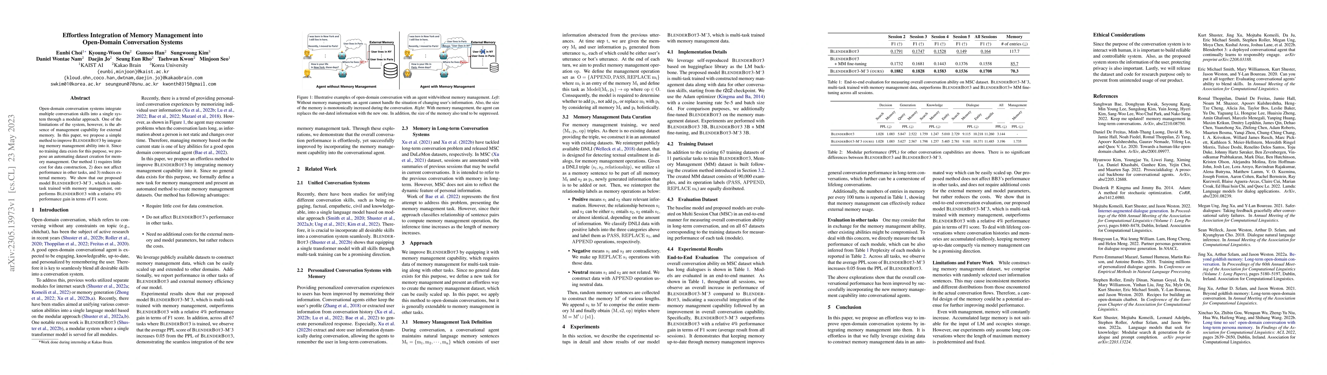 Thumbnail for Effortless Integration of Memory Management into Open-Domain
  Conversation Systems