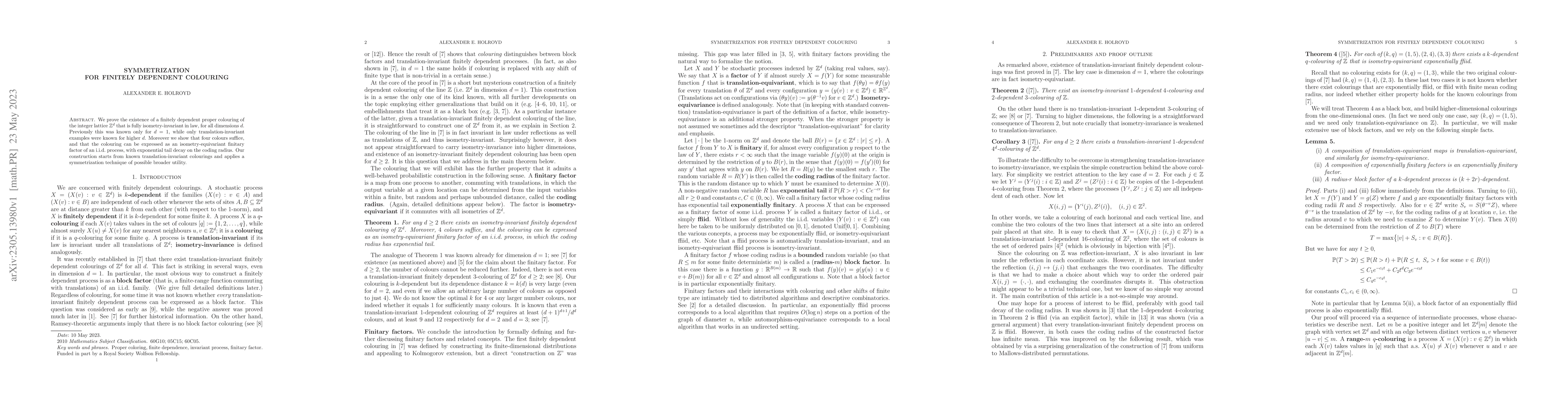 Thumbnail for Symmetrization for finitely dependent colouring