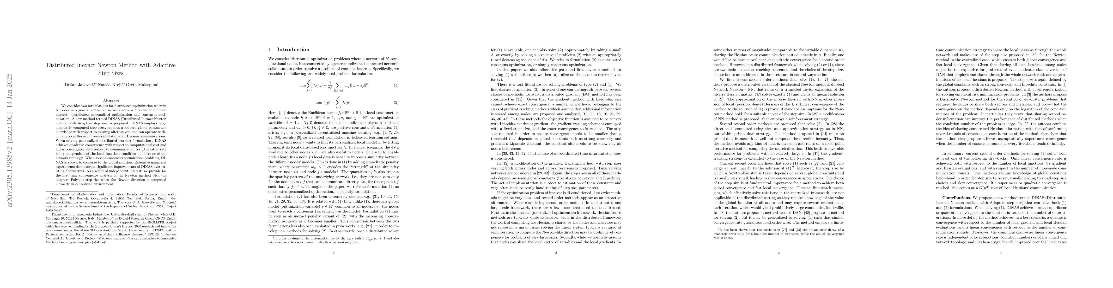 Thumbnail for Distributed Inexact Newton Method with Adaptive Step Sizes