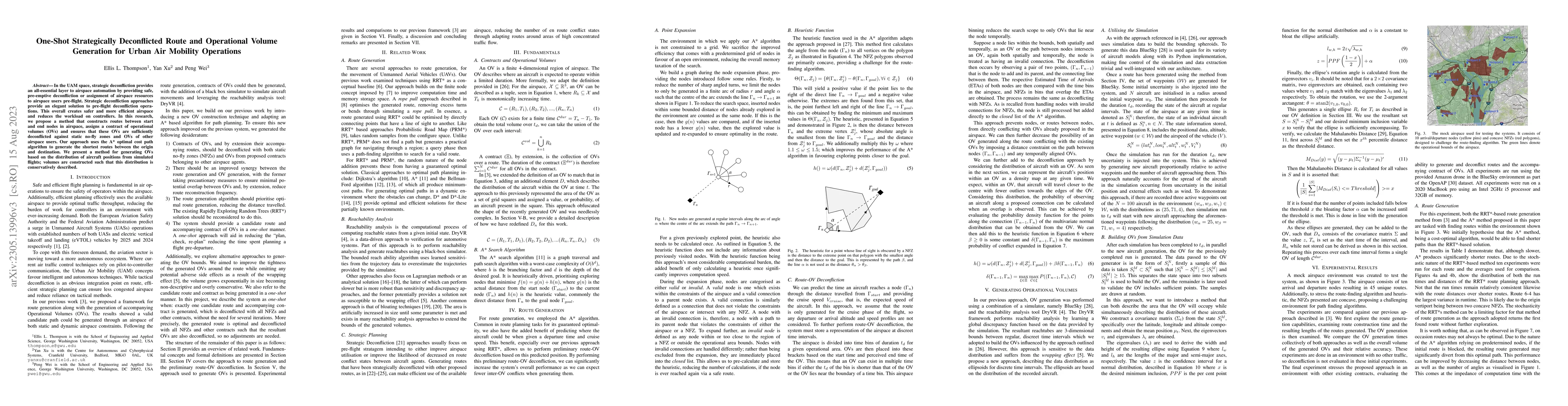 Thumbnail for One-Shot Strategically Deconflicted Route and Operational Volume
  Generation for Urban Air Mobility Operations