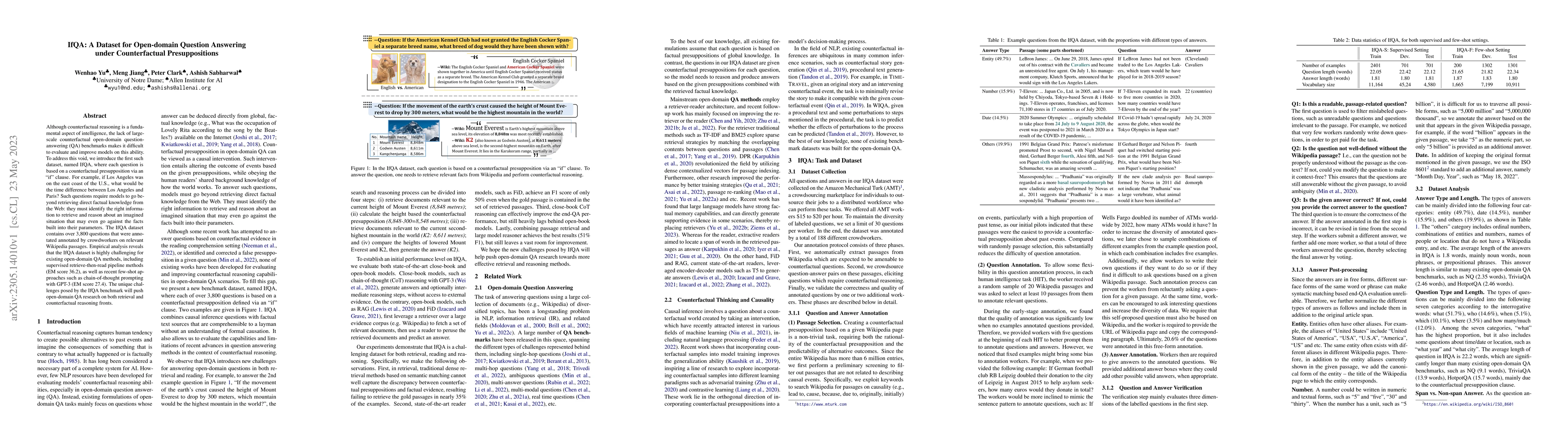 Thumbnail for IfQA: A Dataset for Open-domain Question Answering under Counterfactual
  Presuppositions