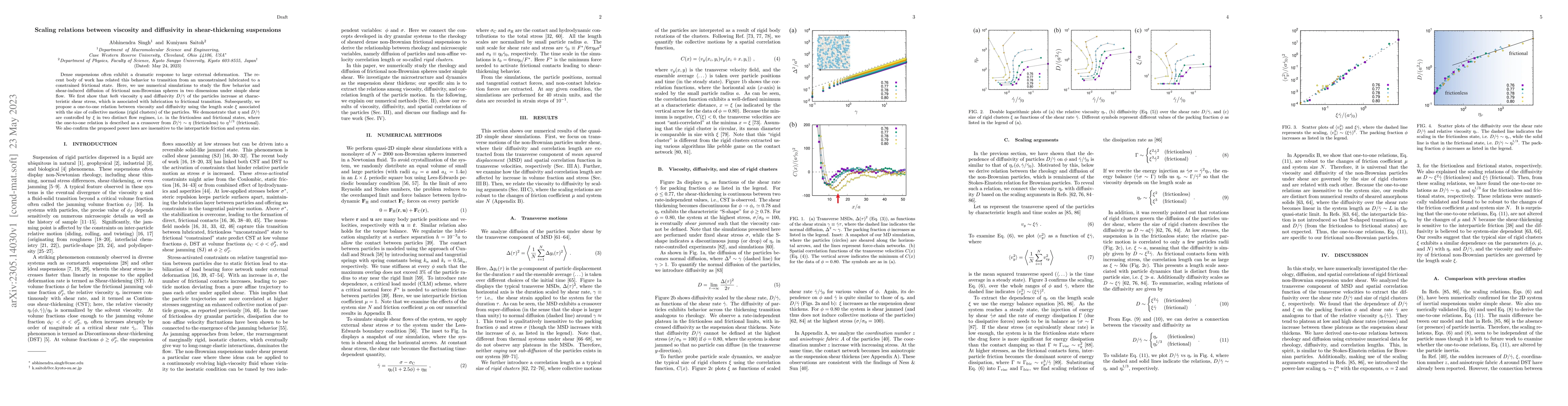 Thumbnail for Scaling relations between viscosity and diffusivity in shear-thickening
  suspensions