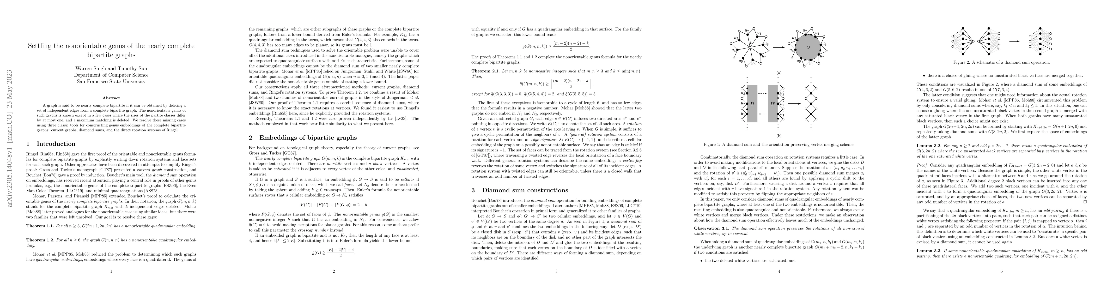Thumbnail for Settling the nonorientable genus of the nearly complete bipartite graphs