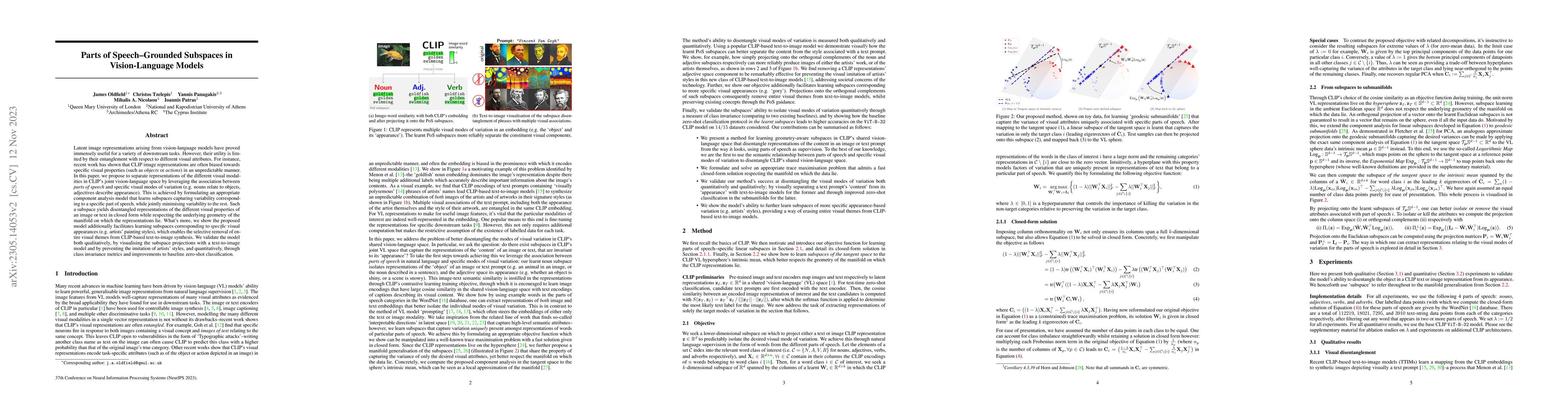 Thumbnail for Parts of Speech-Grounded Subspaces in Vision-Language Models