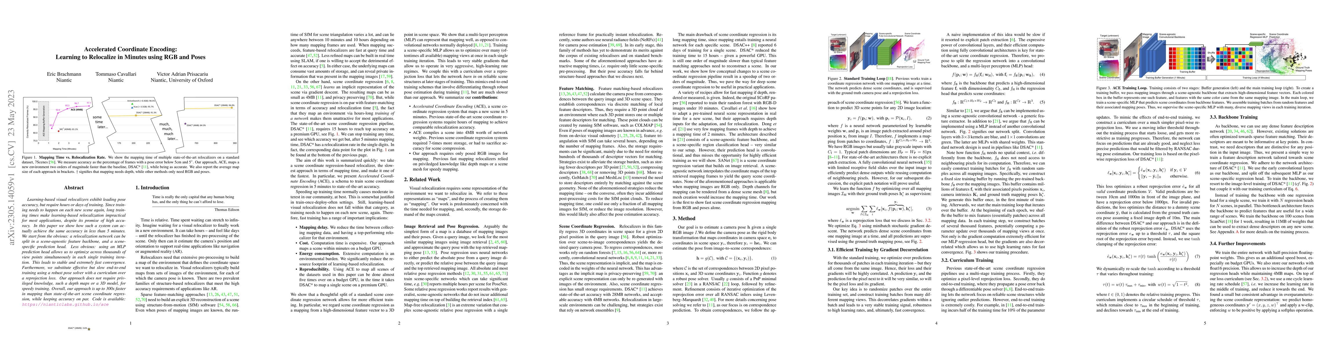 Thumbnail for Accelerated Coordinate Encoding: Learning to Relocalize in Minutes using
  RGB and Poses