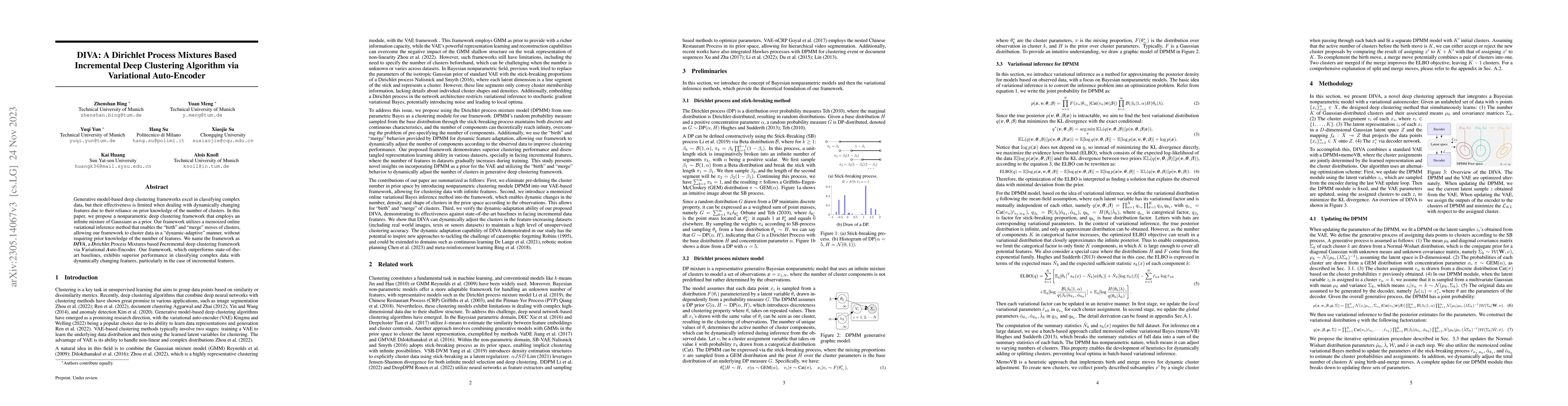 Thumbnail for DIVA: A Dirichlet Process Mixtures Based Incremental Deep Clustering
  Algorithm via Variational Auto-Encoder