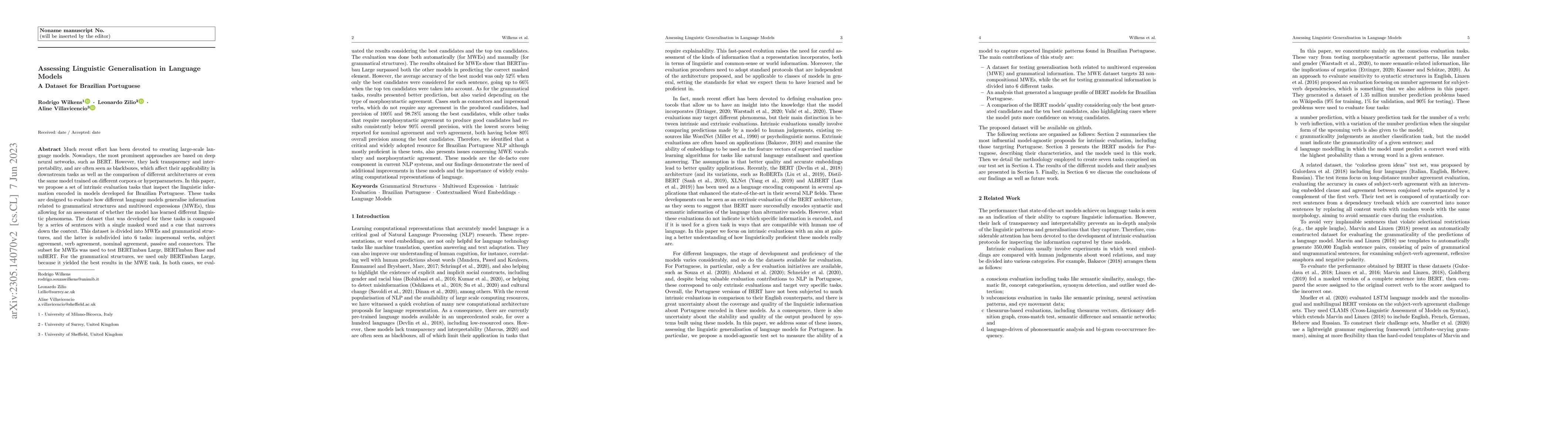 Thumbnail for Assessing Linguistic Generalisation in Language Models: A Dataset for
  Brazilian Portuguese