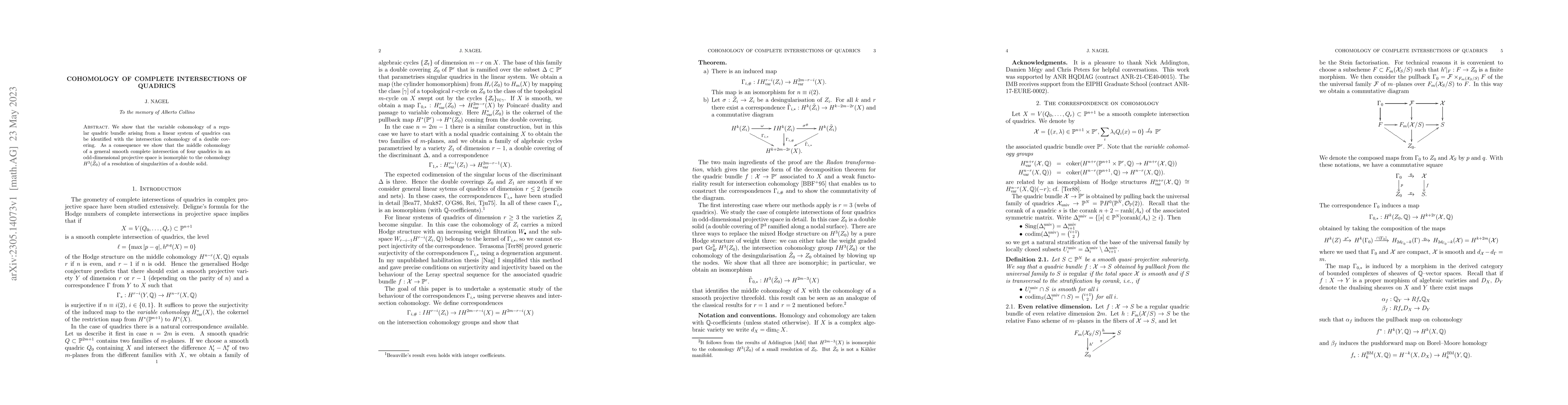 Thumbnail for Cohomology of complete intersections of quadrics