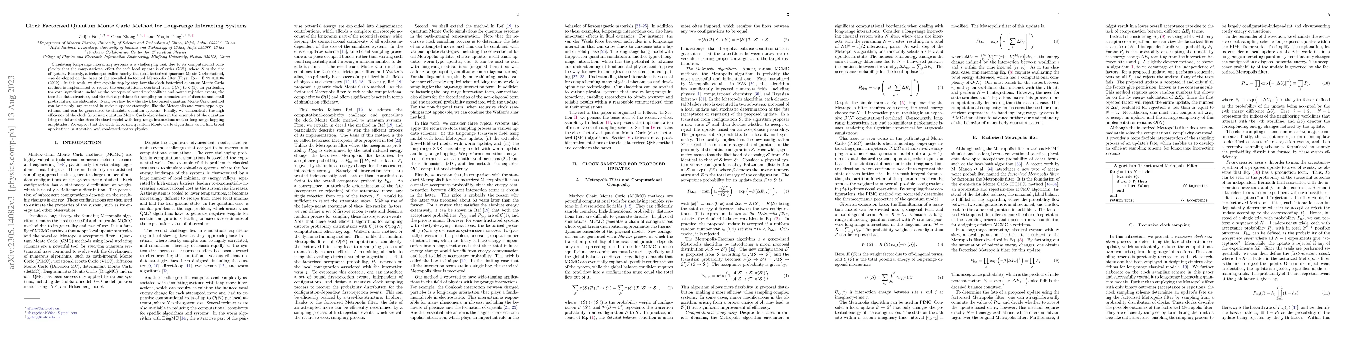 Thumbnail for Clock Factorized Quantum Monte Carlo Method for Long-range Interacting
  Systems