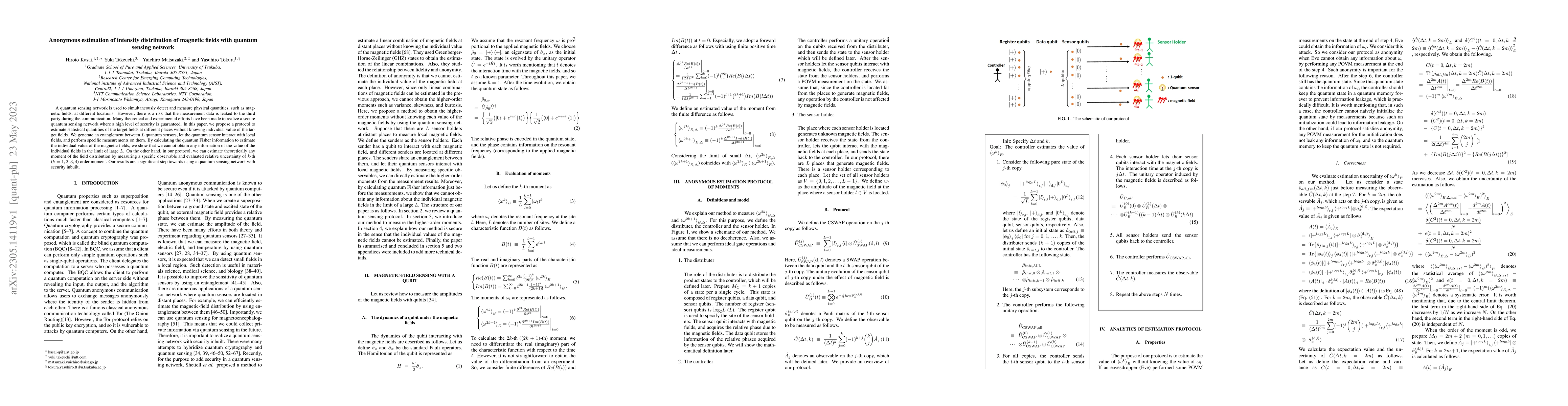 Thumbnail for Anonymous estimation of intensity distribution of magnetic fields with
  quantum sensing network