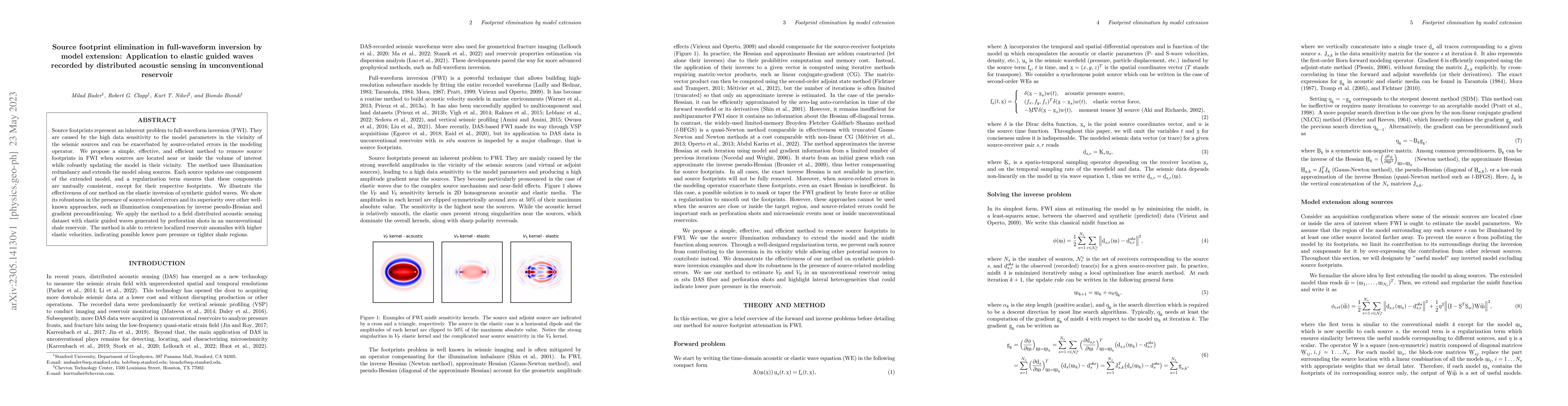 Thumbnail for Source footprint elimination in full-waveform inversion by model
  extension: Application to elastic guided waves recorded by distributed
  acoustic sensing in unconventional reservoir