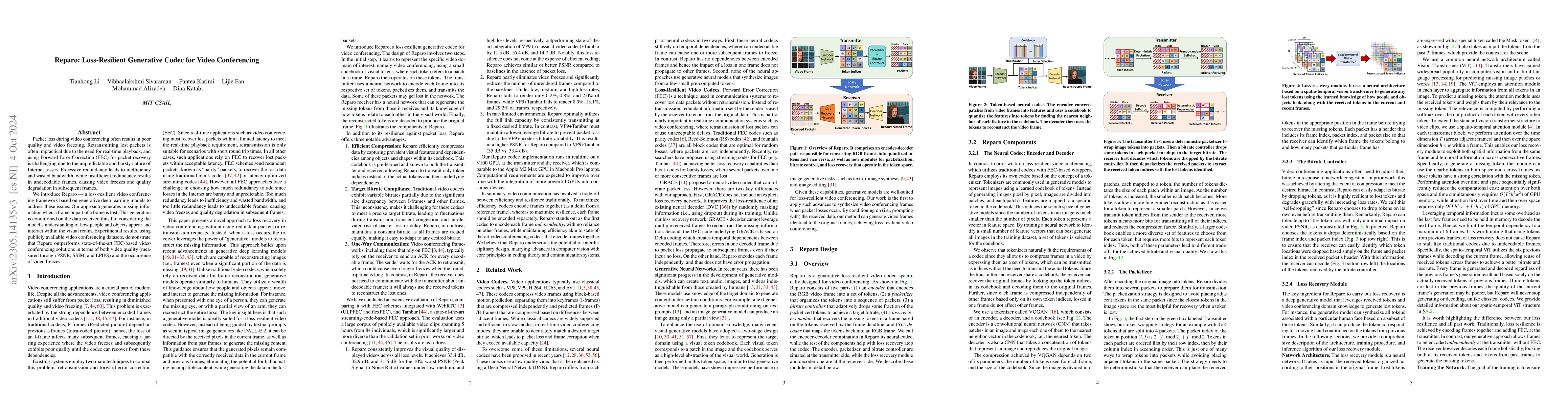 Thumbnail for Reparo: Loss-Resilient Generative Codec for Video Conferencing