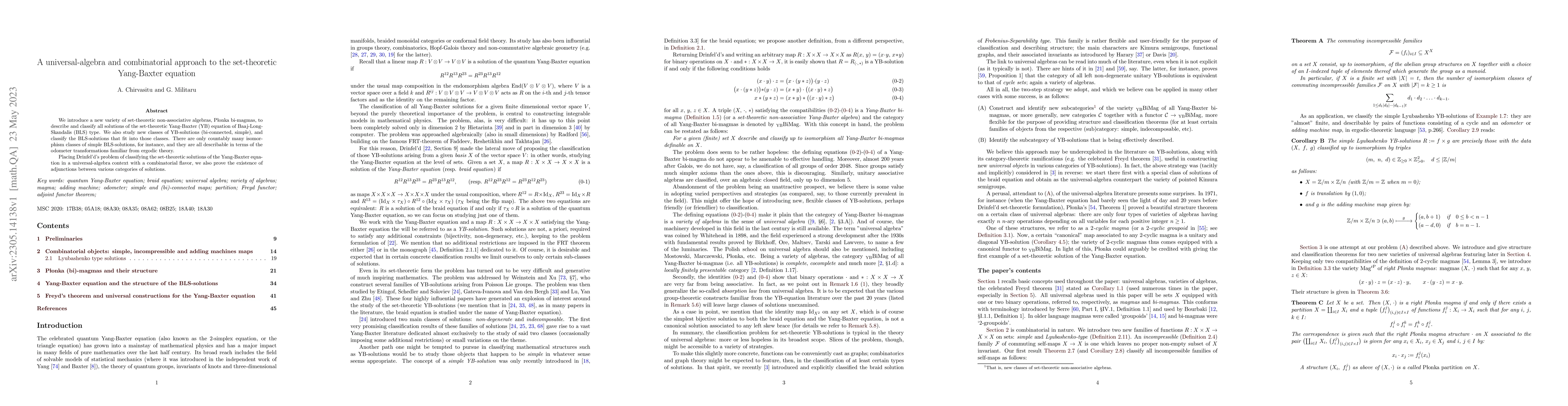 Thumbnail for A universal-algebra and combinatorial approach to the set-theoretic
  Yang-Baxter equation