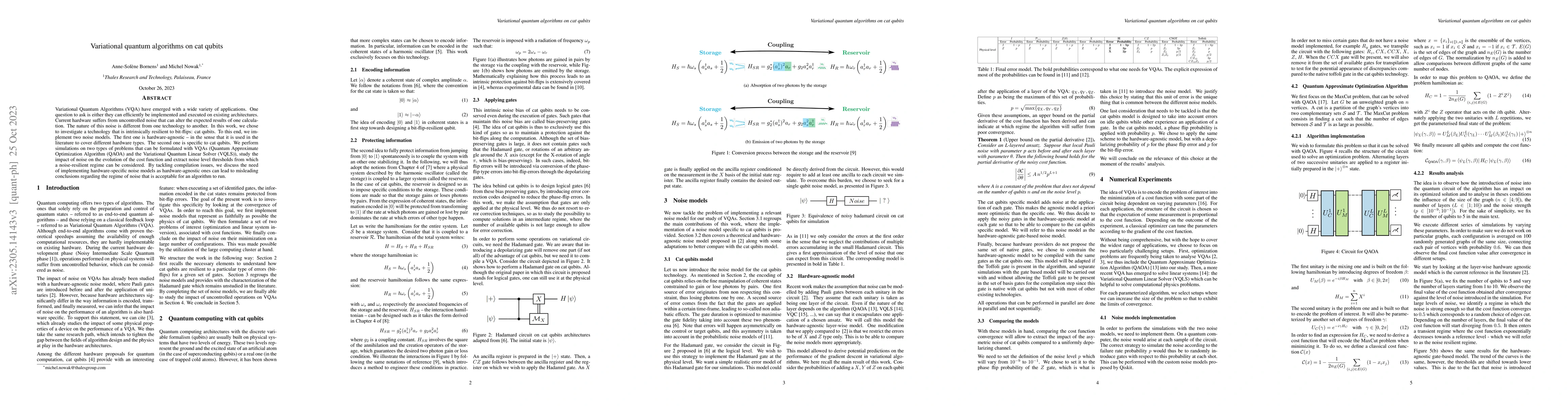 Thumbnail for Variational quantum algorithms on cat qubits