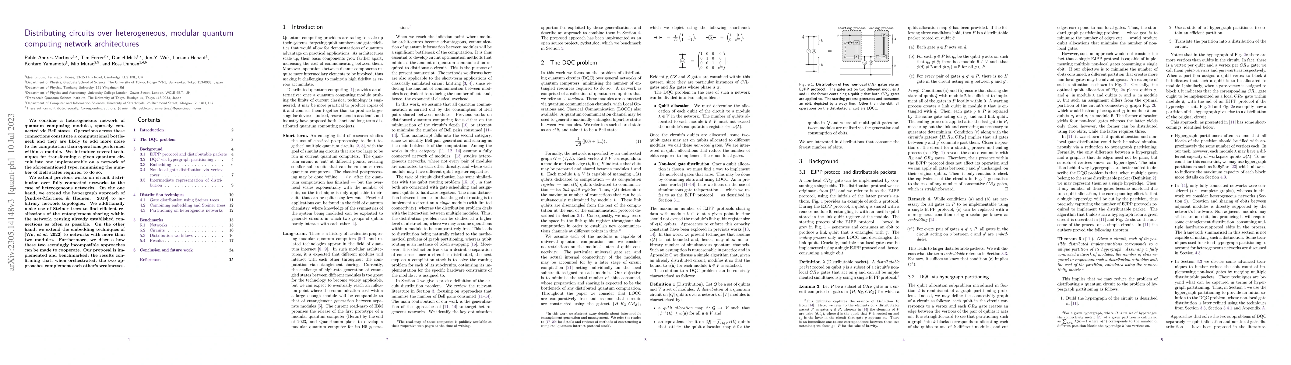 Thumbnail for Distributing circuits over heterogeneous, modular quantum computing
  network architectures