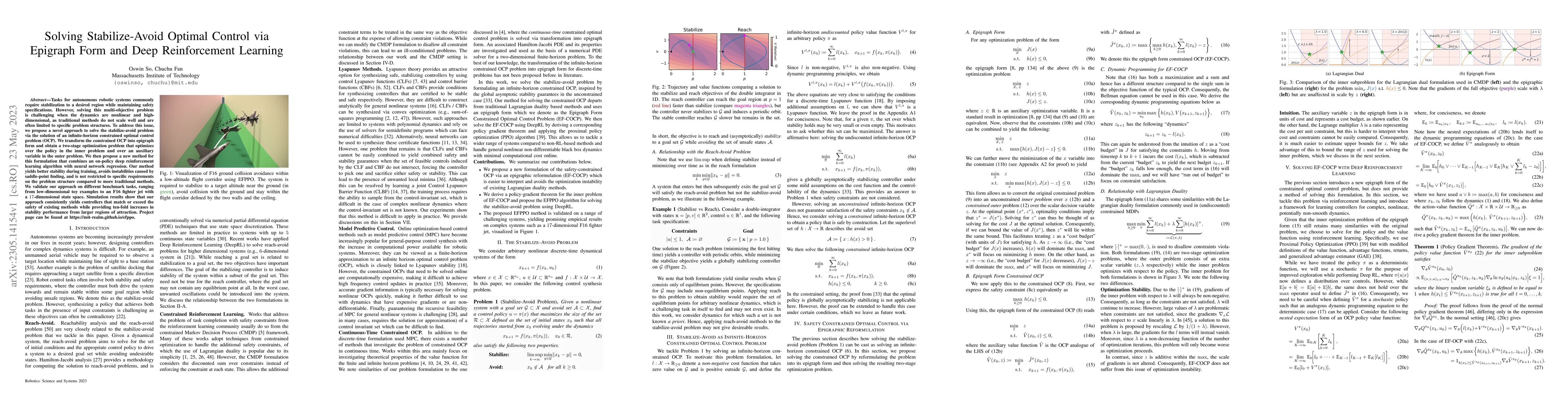 Thumbnail for Solving Stabilize-Avoid Optimal Control via Epigraph Form and Deep
  Reinforcement Learning