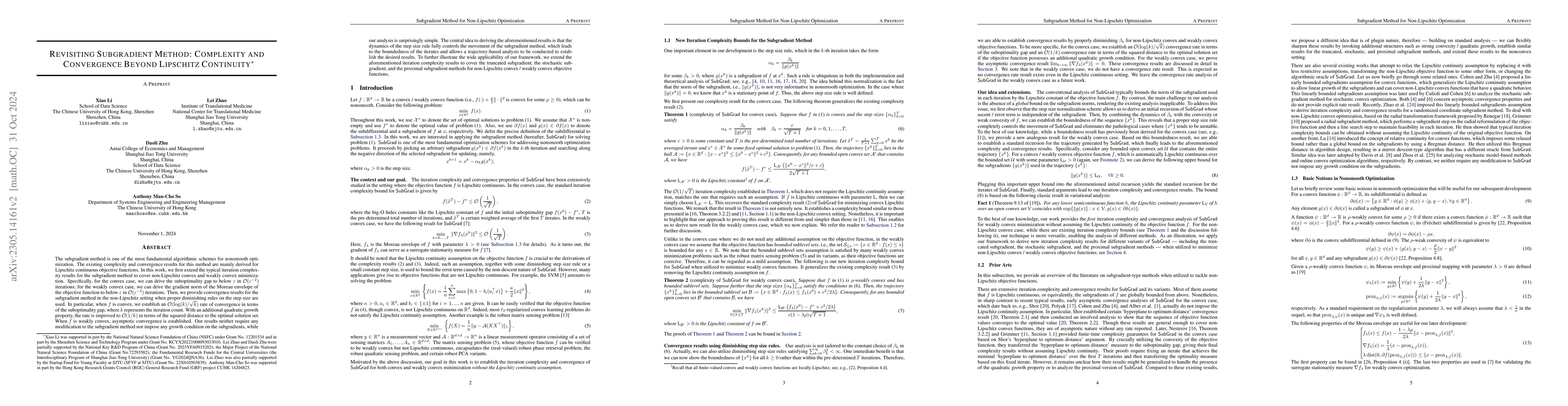 Thumbnail for Revisiting Subgradient Method: Complexity and Convergence Beyond
  Lipschitz Continuity