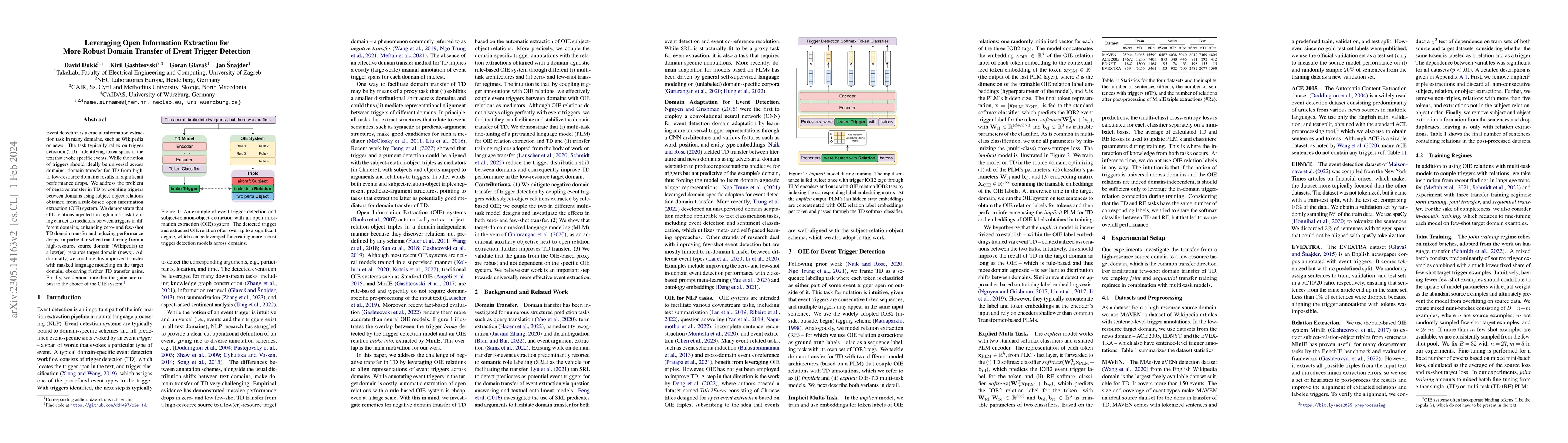 Thumbnail for Leveraging Open Information Extraction for More Robust Domain Transfer
  of Event Trigger Detection