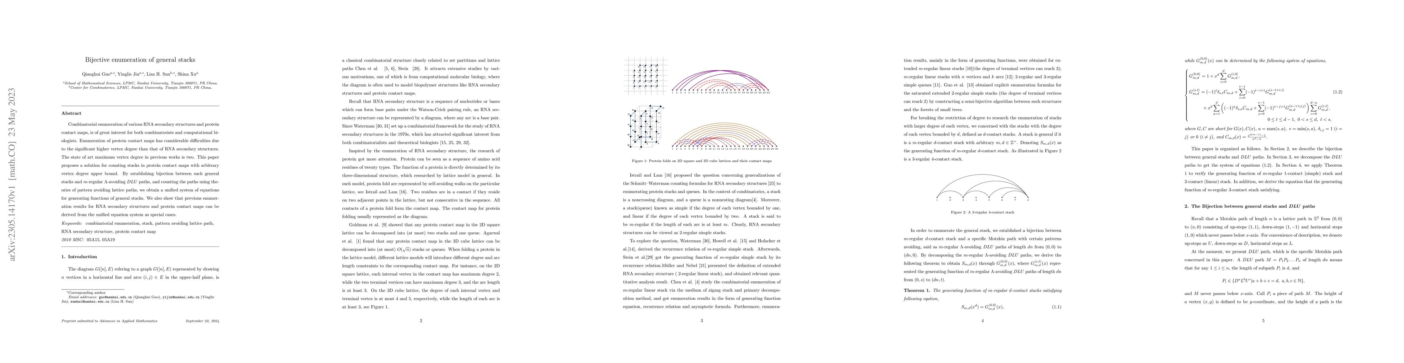 Thumbnail for Bijective enumeration of general stacks