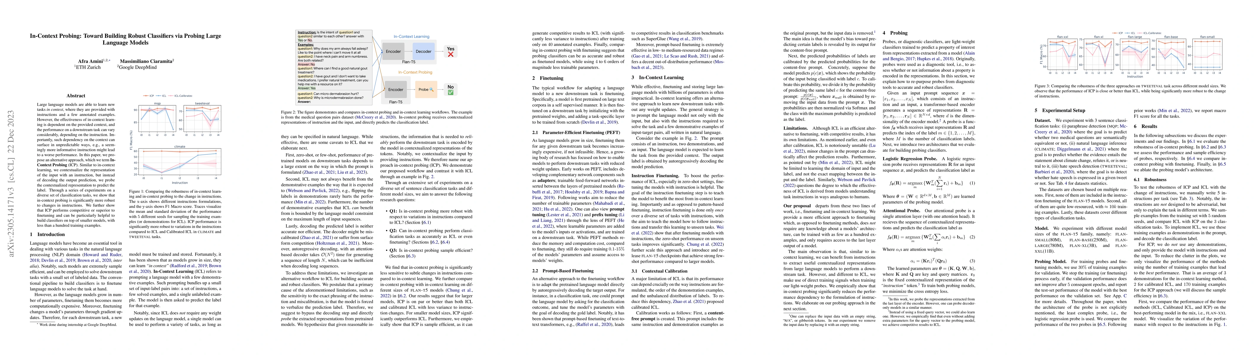 Thumbnail for In-Context Probing: Toward Building Robust Classifiers via Probing Large
  Language Models