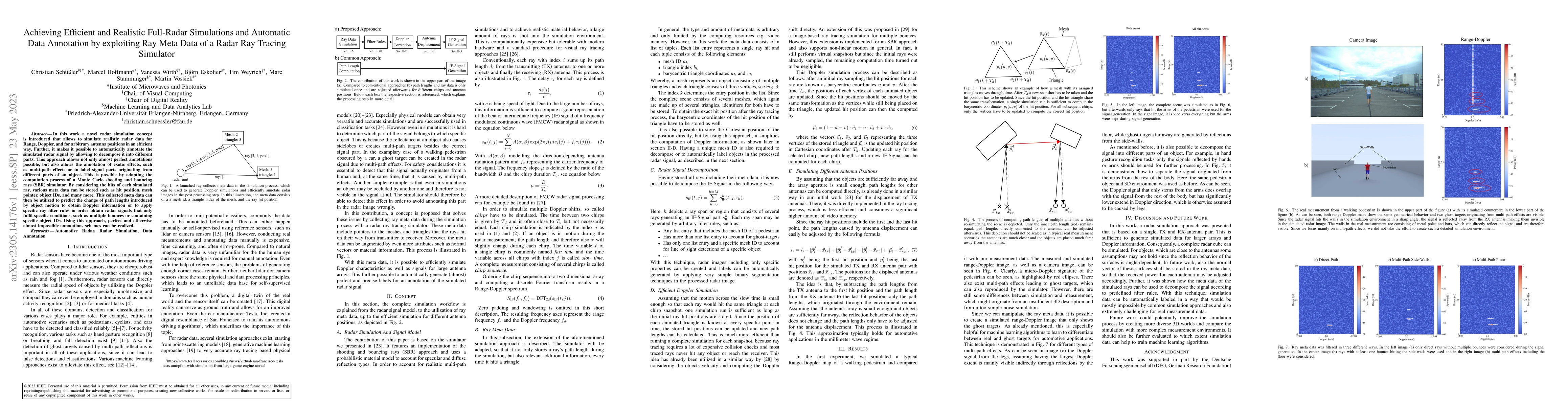 Thumbnail for Achieving Efficient and Realistic Full-Radar Simulations and Automatic
  Data Annotation by exploiting Ray Meta Data of a Radar Ray Tracing Simulator