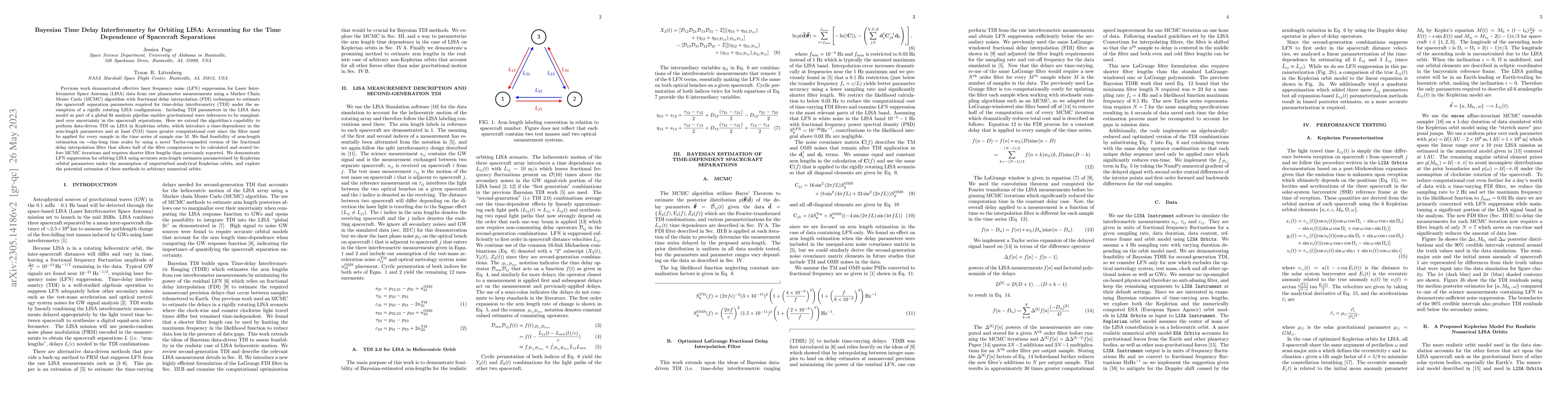 Thumbnail for Bayesian Time Delay Interferometry for Orbiting LISA: Accounting for the
  Time Dependence of Spacecraft Separations
