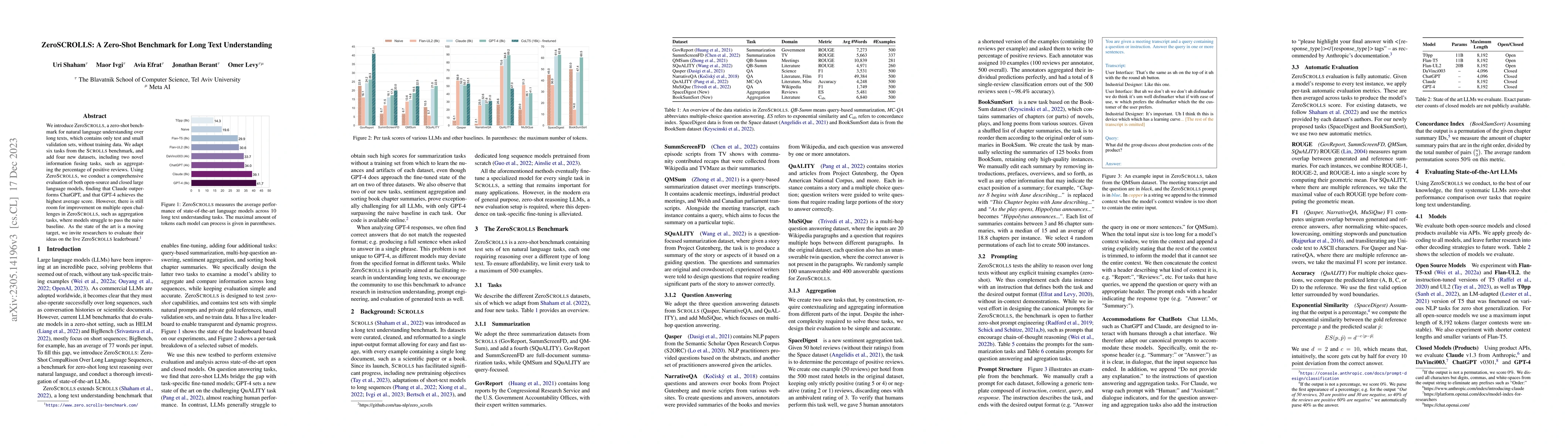 Thumbnail for ZeroSCROLLS: A Zero-Shot Benchmark for Long Text Understanding