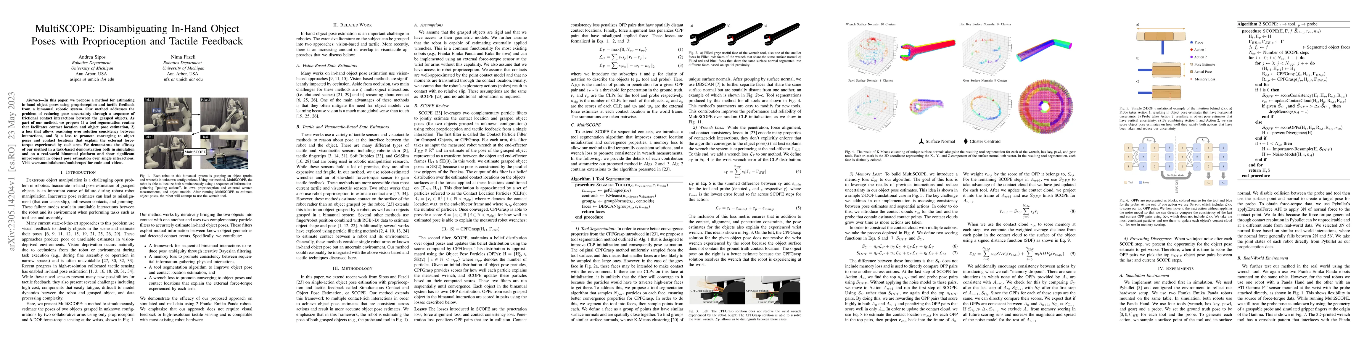 Thumbnail for MultiSCOPE: Disambiguating In-Hand Object Poses with Proprioception and
  Tactile Feedback