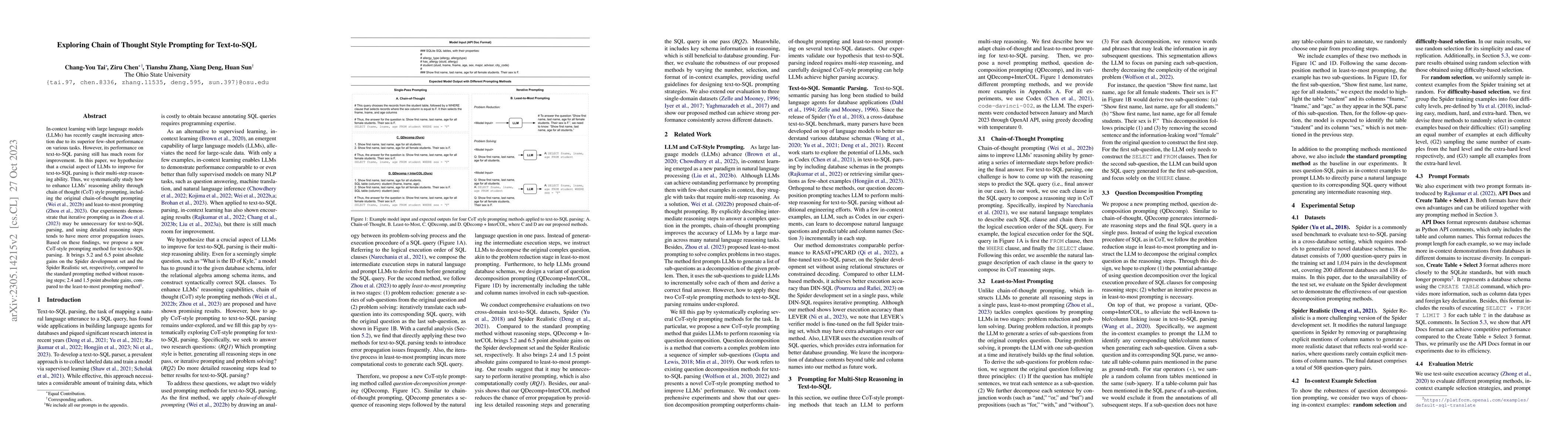 Thumbnail for Exploring Chain-of-Thought Style Prompting for Text-to-SQL