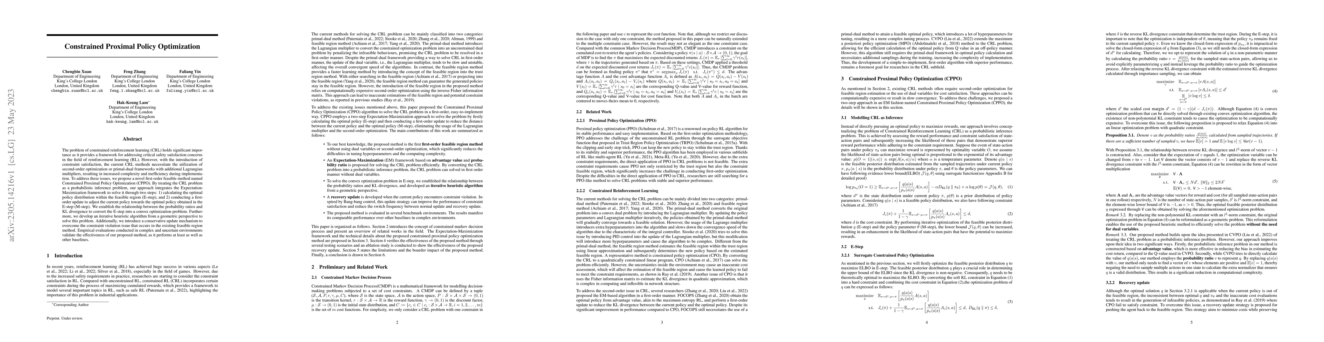 Thumbnail for Constrained Proximal Policy Optimization