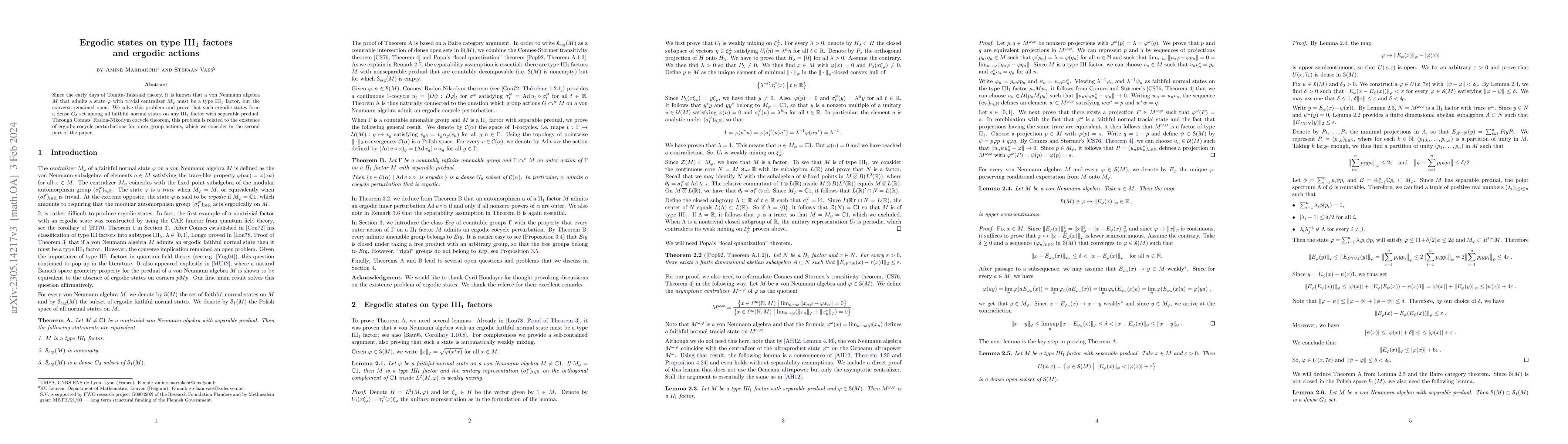 Thumbnail for Ergodic states on type III$_1$ factors and ergodic actions
