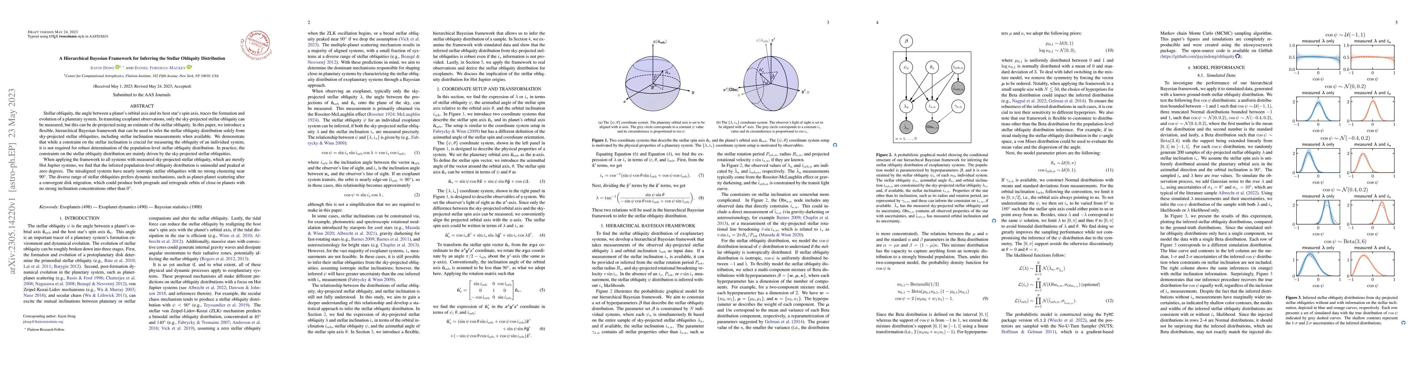 Thumbnail for A Hierarchical Bayesian Framework for Inferring the Stellar Obliquity
  Distribution