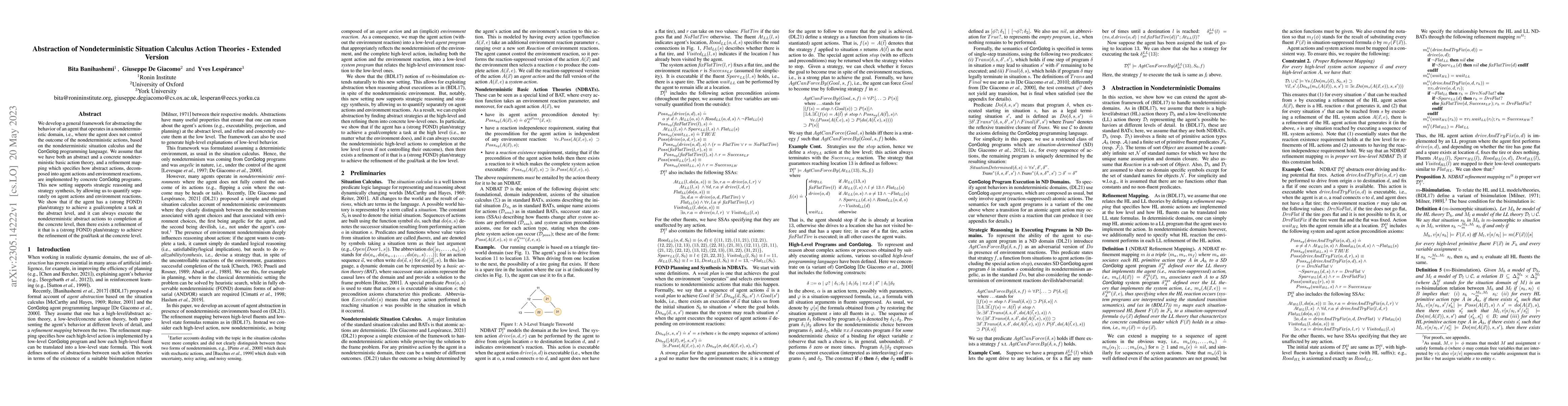 Thumbnail for Abstraction of Nondeterministic Situation Calculus Action Theories --
  Extended Version