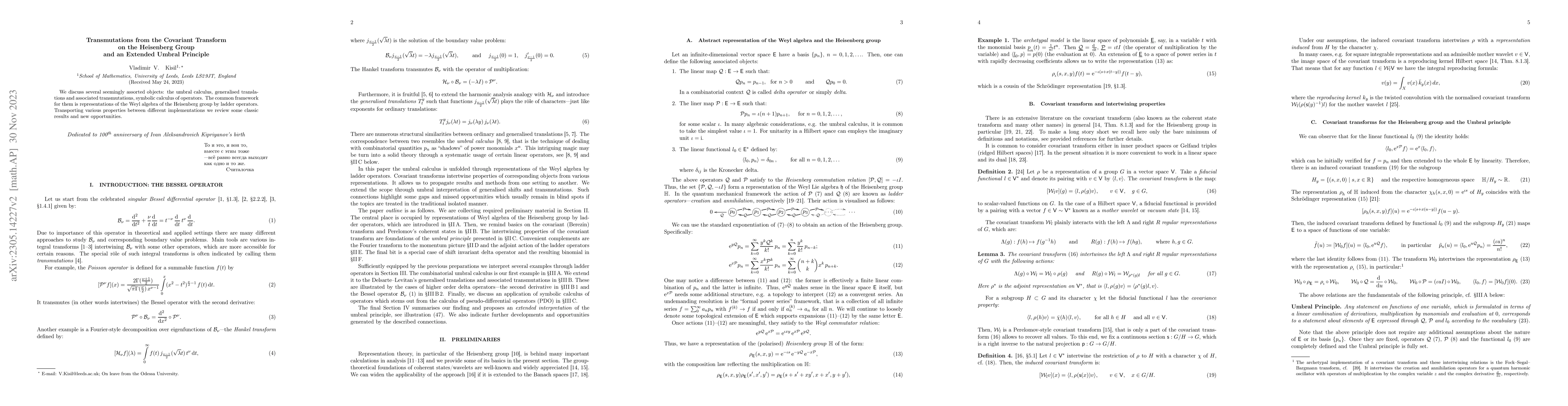 Thumbnail for Transmutations from the Covariant Transform on the Heisenberg Group and
  an Extended Umbral Principle