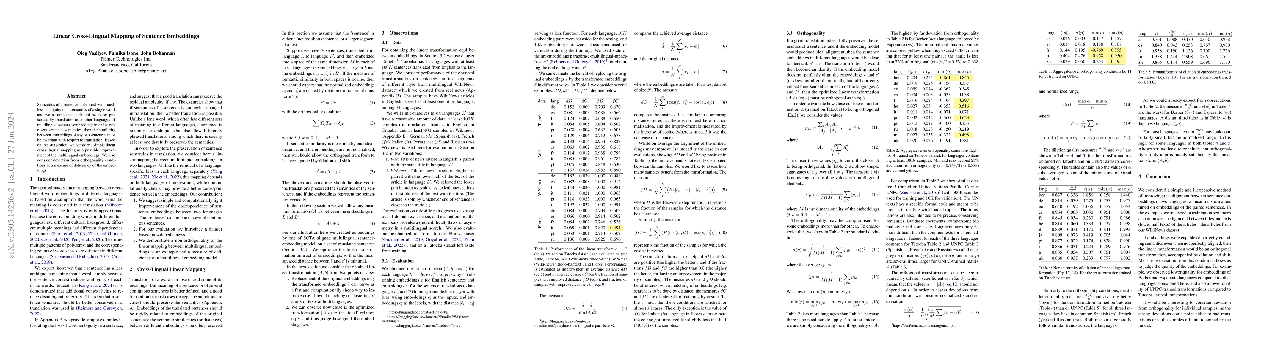 Thumbnail for Linear Cross-Lingual Mapping of Sentence Embeddings