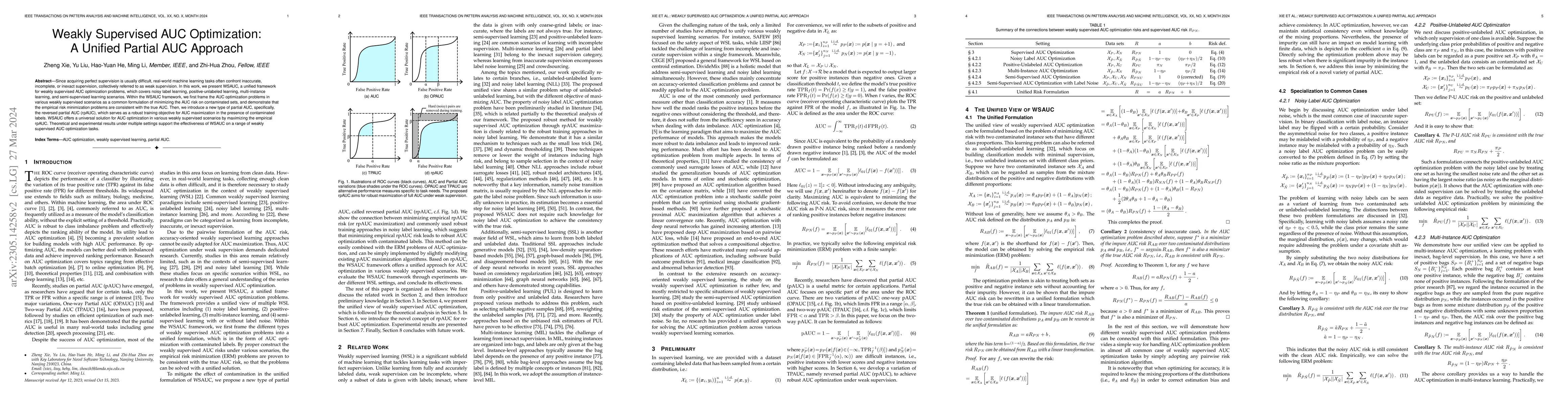 Thumbnail for Weakly Supervised AUC Optimization: A Unified Partial AUC Approach