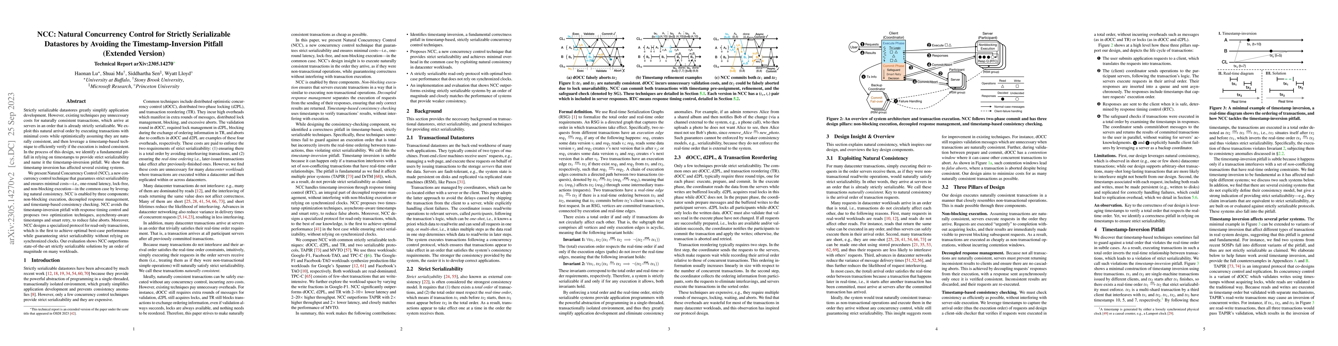 Thumbnail for NCC: Natural Concurrency Control for Strictly Serializable Datastores by
  Avoiding the Timestamp-Inversion Pitfall