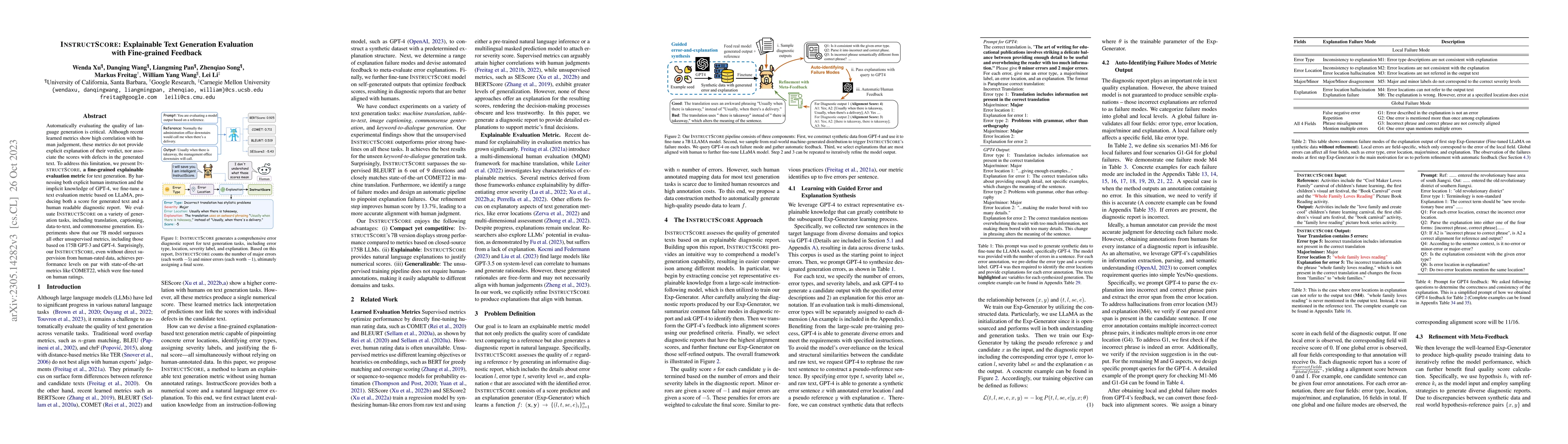 Thumbnail for INSTRUCTSCORE: Explainable Text Generation Evaluation with Finegrained
  Feedback