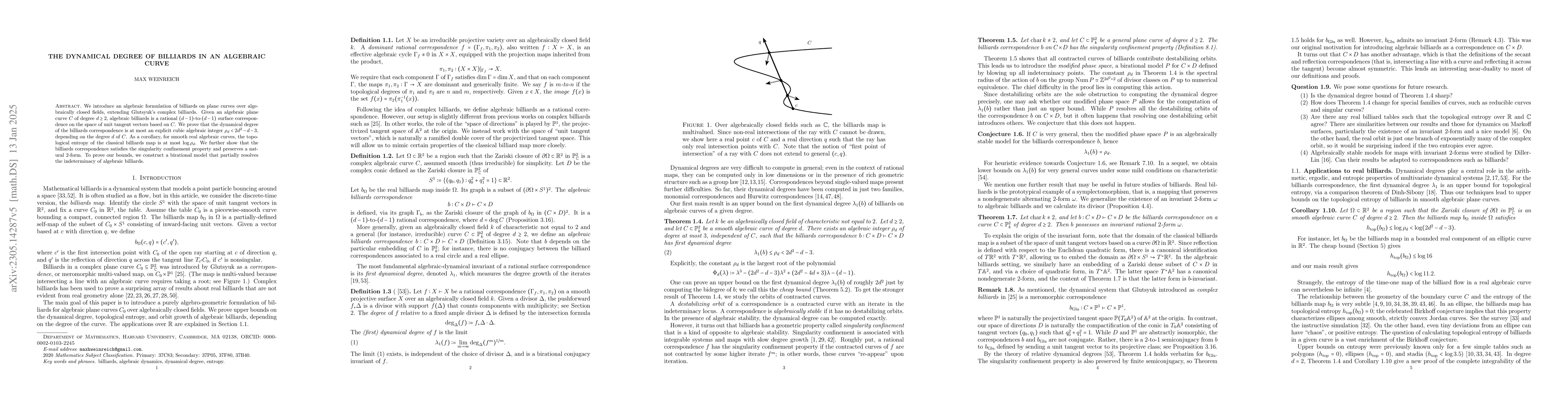 Thumbnail for The dynamical degree of billiards in an algebraic curve